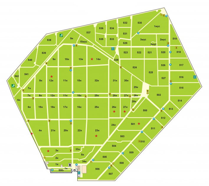 Схема южного кладбища санкт петербург с рядами и местами